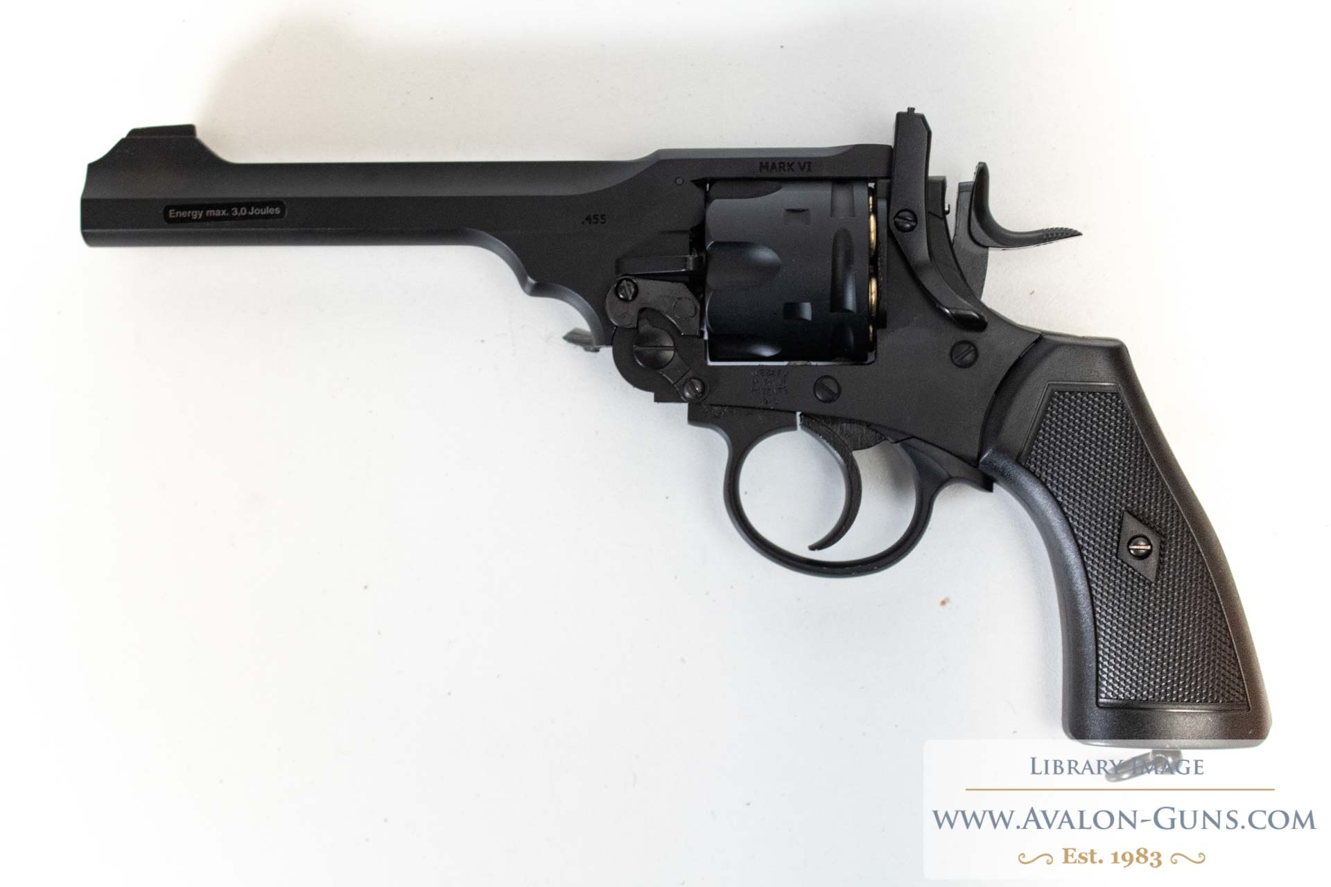 WEBLEY .177 MKVI 455 SERVICE REVOLVER BLACK FINISH 6