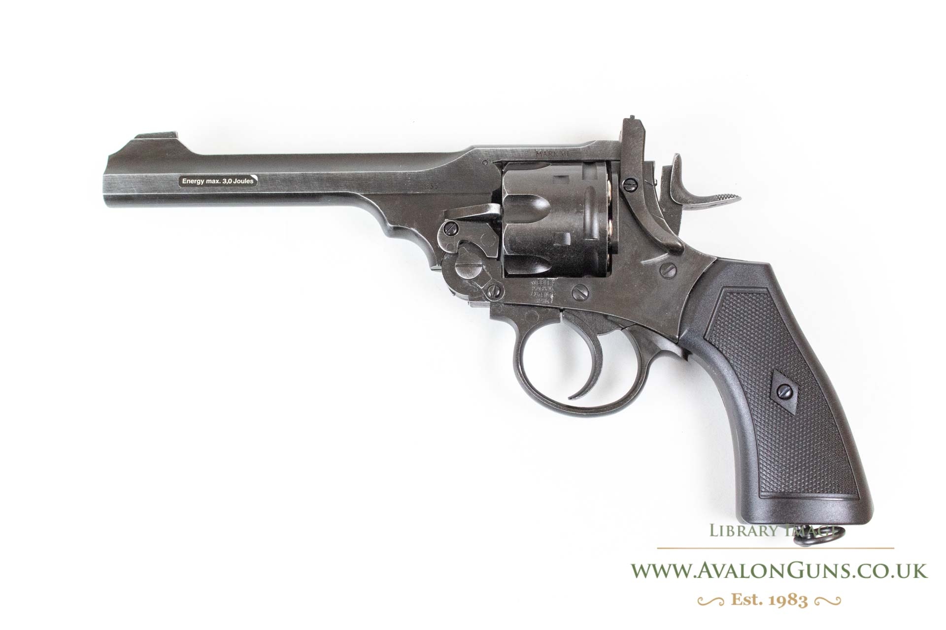 WEBLEY .177 MKVI 455 SERVICE REVOLVER BATTLEFIELD FINISH 6 